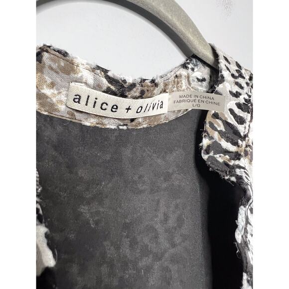 Alice + Olivia Snake Print Burnout Skirt Set Size Large 10 Long Sleeve Midi - Picture 5 of 11